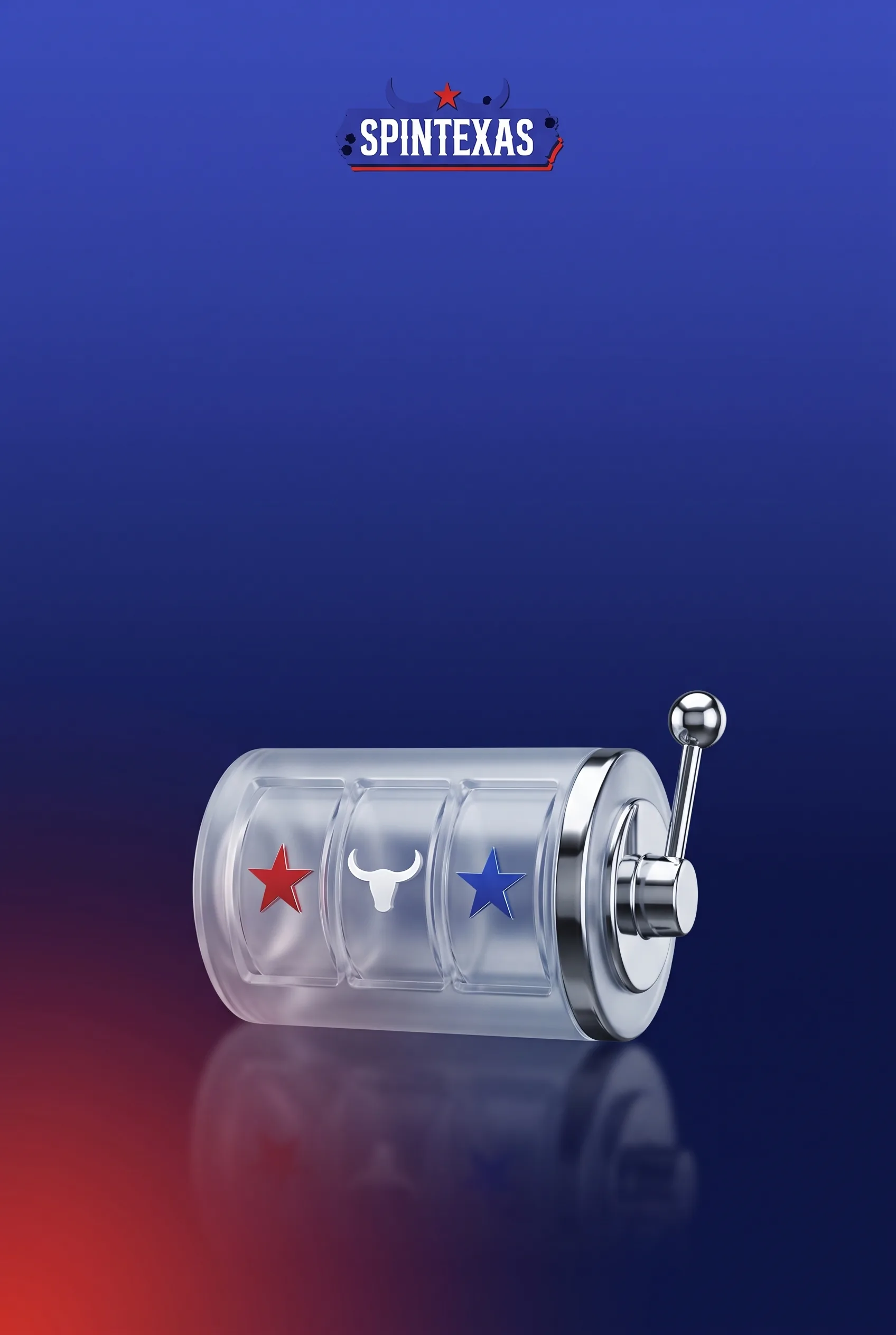 Glass Spintexas slot reels with red and blue stars